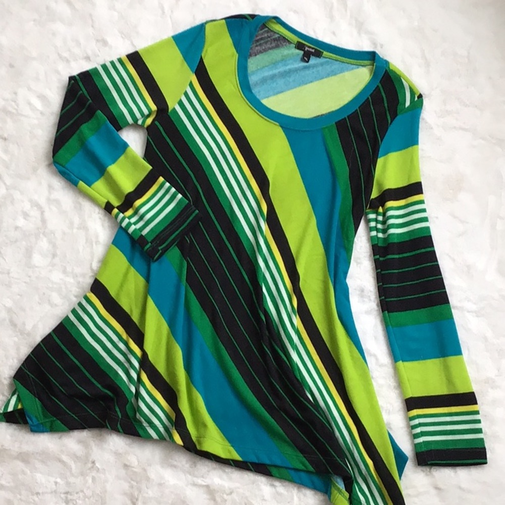 Spoint Sharkbite Hem Top, diagonal stripe, XL